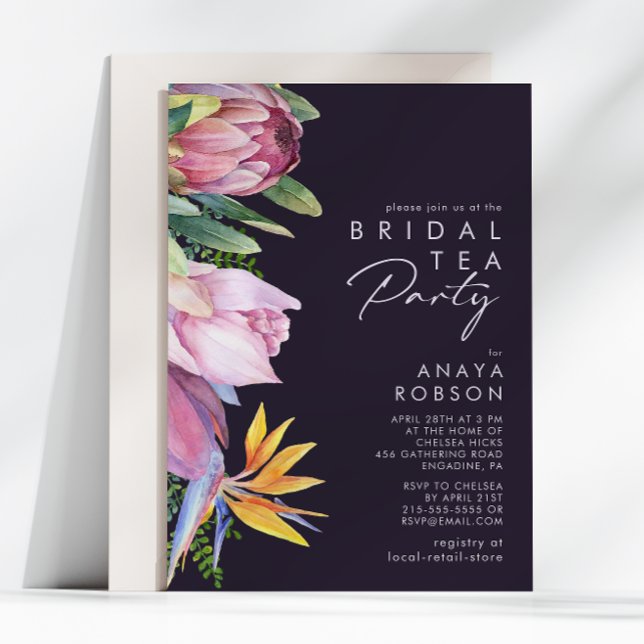 Colorful Tropical Floral | Purple Bridal Tea Party Invitation (Creator Uploaded)