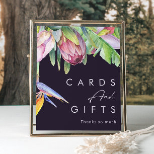 Colorful Tropical Floral Purple Cards and Gifts Poster