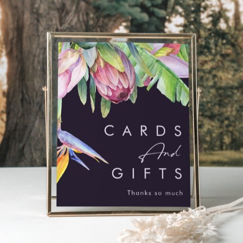 Colorful Tropical Floral  Purple Cards and Gifts Poster