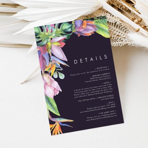 Colorful Tropical Floral  Purple Details Enclosure Card