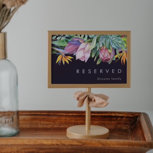 Colorful Tropical Floral  Purple Reserved Sign
