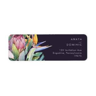 Colorful Tropical Floral Purple Return Address Label