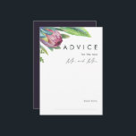 Colorful Tropical Floral Purple Wedding Advice Card<br><div class="desc">This colorful tropical floral purple wedding advice card is perfect for your modern boho destination green, purple, peach wedding. Design features an elegant bouquet of classic beach watercolor greenery and flowers, including sage green eucalyptus, mauve and red protea, blush pink hibiscus, orange and blue bird of paradise, and dark green...</div>