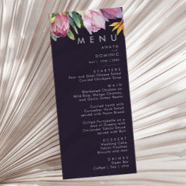 Colorful Tropical Floral | Purple Wedding Dinner Menu