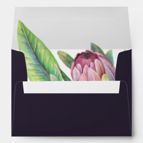 Colorful Tropical Floral Purple Wedding Invitation Envelope