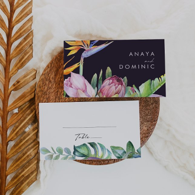Colorful Tropical Floral |  Purple Wedding Place Card (Creator Uploaded)