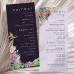Colorful Tropical Floral | Purple Wedding Program<br><div class="desc">This colorful tropical floral | purple wedding program is perfect for your modern boho destination, green, purple, peach wedding. Design features an elegant bouquet of classic beach watercolor greenery and flowers that may include sage green eucalyptus, mauve and red protea, blush pink hibiscus, orange and blue bird of paradise, and...</div>