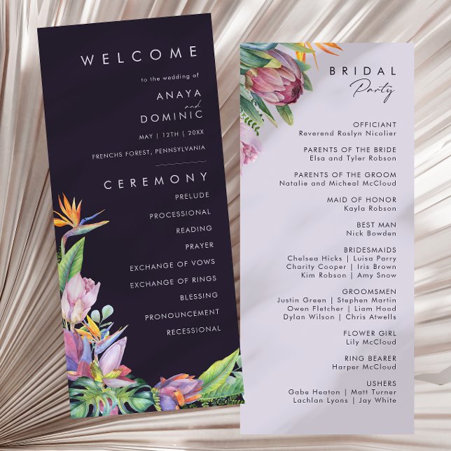 Colorful Tropical Floral | Purple Wedding Program (Creator Uploaded)