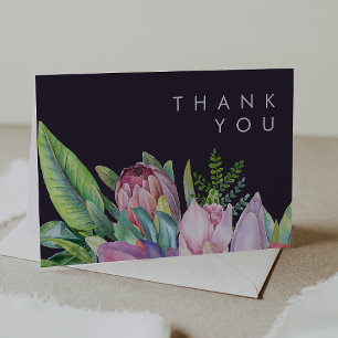 Colorful Tropical Floral PurpleThank You Card