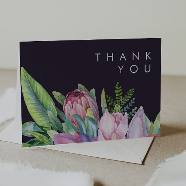 Colorful Tropical Floral | PurpleThank You Card (Creator Uploaded)