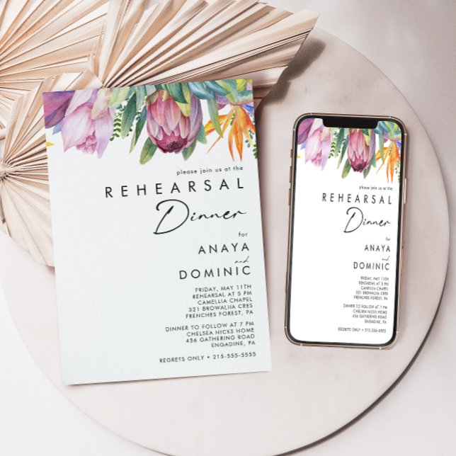 Colorful Tropical Floral Rehearsal Dinner Invitation (Creator Uploaded)