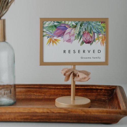 Colorful Tropical Floral  Reserved Sign