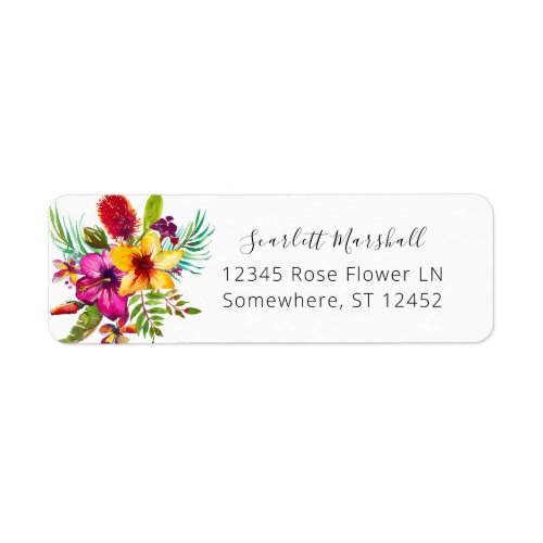 Colorful Tropical Floral Return Address Label