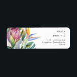 Colorful Tropical Floral | Return Address Label<br><div class="desc">This colorful tropical floral | return address label is perfect for your modern boho destination, green, purple, peach wedding. Design features an elegant bouquet of classic beach watercolor greenery and flowers that may include sage green eucalyptus, mauve and red protea, blush pink hibiscus, orange and blue bird of paradise, and...</div>