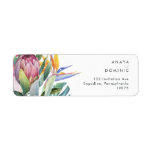 Colorful Tropical Floral | Return Address Label<br><div class="desc">This colorful tropical floral | return address label is perfect for your modern boho destination, green, purple, peach wedding. Design features an elegant bouquet of classic beach watercolor greenery and flowers that may include sage green eucalyptus, mauve and red protea, blush pink hibiscus, orange and blue bird of paradise, and...</div>