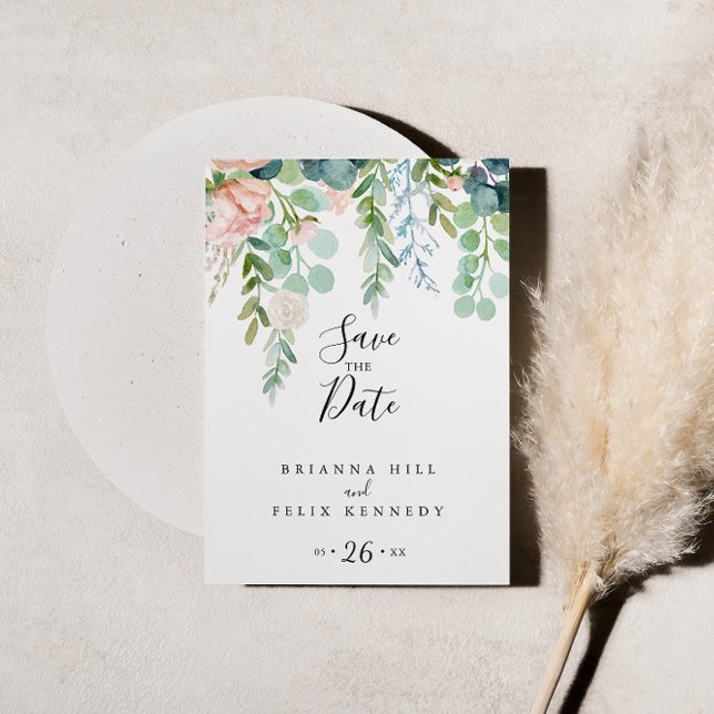 Colorful Tropical Floral Save the Date Postcard (Creator Uploaded)