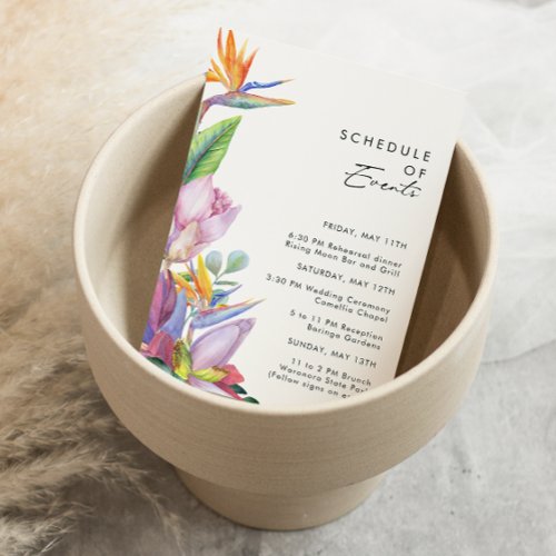 Colorful Tropical Floral  Schedule of Events Enclosure Card