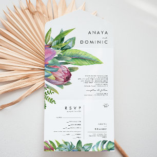 Colorful Tropical Floral   Seal And Send All In One Invitation