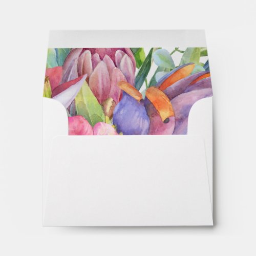 Colorful Tropical Floral  Self Addressed RSVP Envelope
