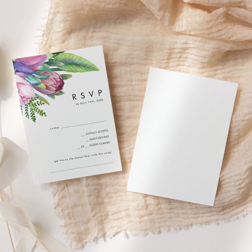 Colorful Tropical Floral  Song Request RSVP Card
