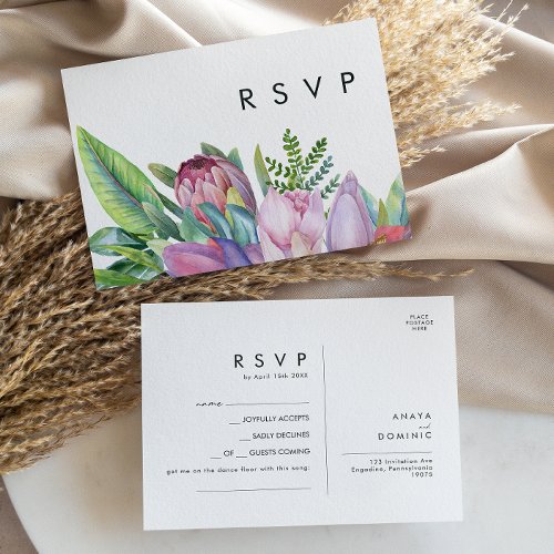 Colorful Tropical Floral  Song Request RSVP Postcard