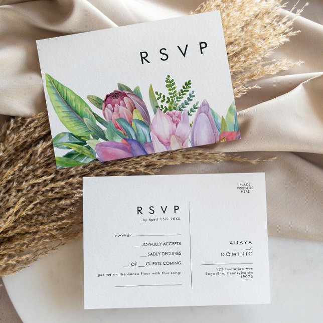 Colorful Tropical Floral | Song Request RSVP Postcard (Creator Uploaded)