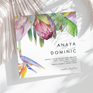 Colorful Tropical Floral   Square Wedding Invitation