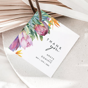 Colorful Tropical Floral Thank You Favor Tags