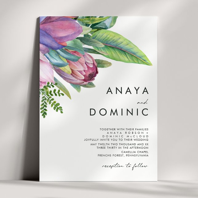 Colorful Tropical Floral | Traditional Wedding Invitation (Creator Uploaded)