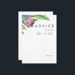 Colorful Tropical Floral Wedding Advice Card<br><div class="desc">This colorful tropical floral wedding advice card is perfect for your modern boho destination green, purple, peach wedding. Design features an elegant bouquet of classic beach watercolor greenery and flowers, including sage green eucalyptus, mauve and red protea, blush pink hibiscus, orange and blue bird of paradise, and dark green palm...</div>