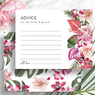 Colorful Tropical Floral Wedding Advice Card