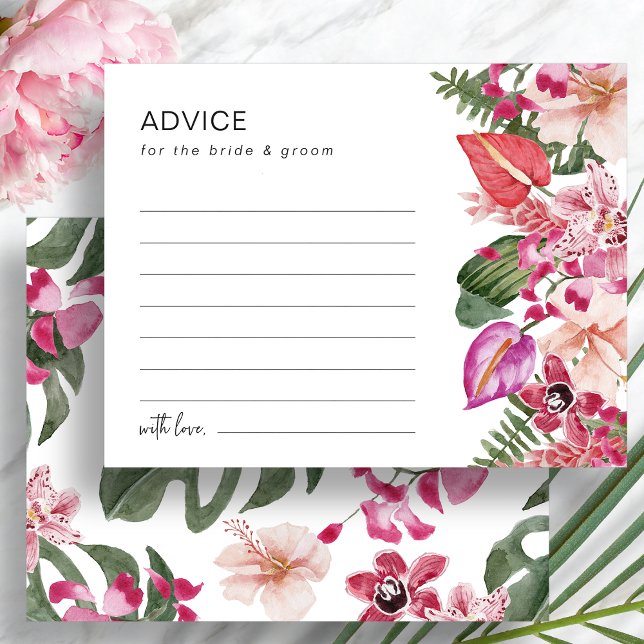 Colorful Tropical Floral Wedding Advice Card (Colorful Tropical Floral Wedding Advice Card by Painted Paperie
)