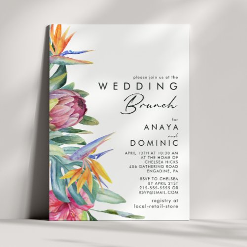 Colorful Tropical Floral Wedding Brunch Invitation