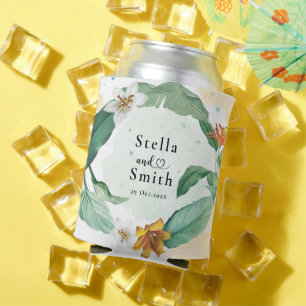 Colorful Tropical Floral Wedding Can Cooler