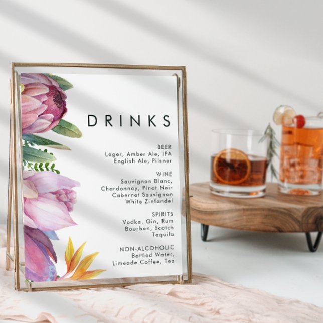 Colorful Tropical Floral Wedding Drinks Sign (Creator Uploaded)