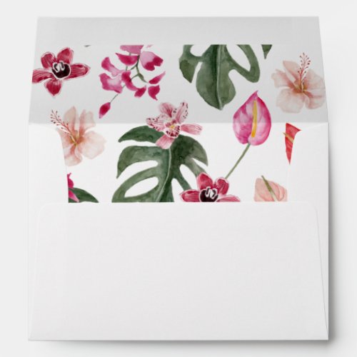 Colorful Tropical Floral Wedding Envelope