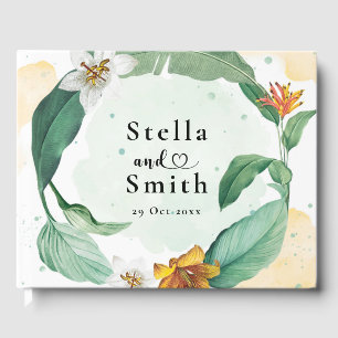 Colorful Tropical Floral Wedding Guest Book