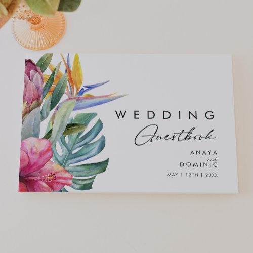 Colorful Tropical Floral  Wedding Guest Book
