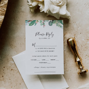 Colorful Tropical Floral Wedding Menu Choice RSVP
