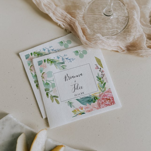 Colorful Tropical Floral Wedding Napkin (Creator Uploaded)