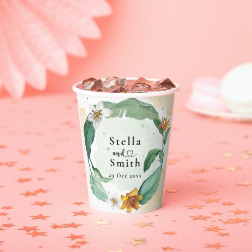 Colorful Tropical Floral Wedding Paper Cups