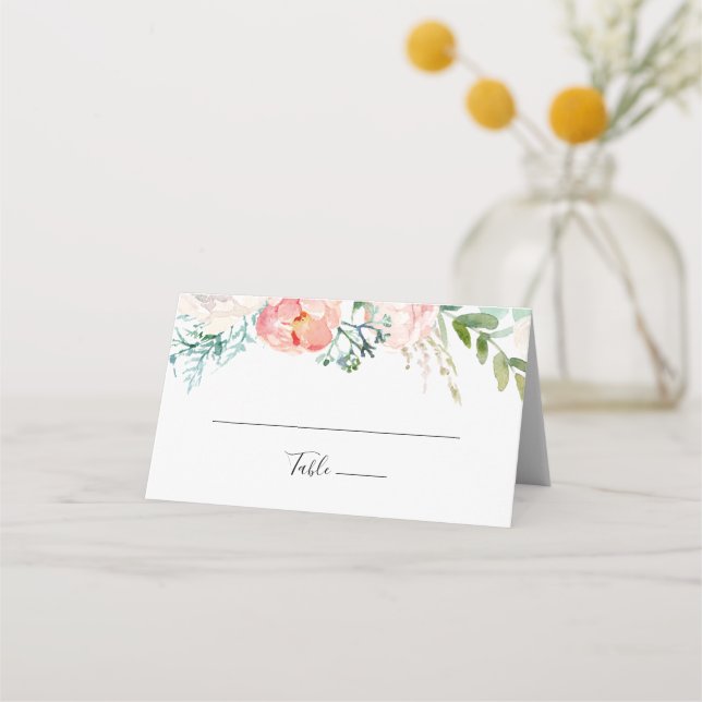 Colorful Tropical Floral Wedding Place Card (Front)