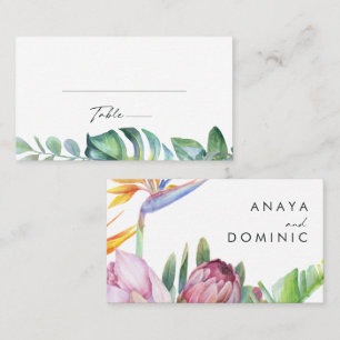 Colorful Tropical Floral   Wedding Place Card