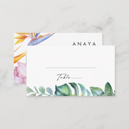 Colorful Tropical Floral  Wedding Place Card