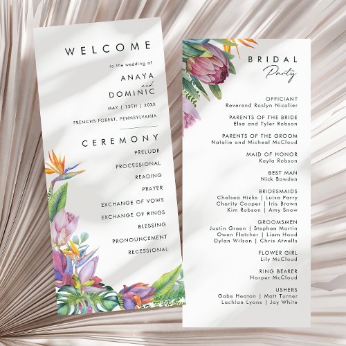 Colorful Tropical Floral  Wedding Program