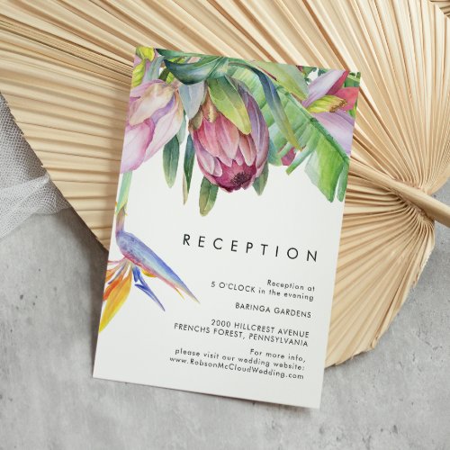 Colorful Tropical Floral  Wedding Reception Card