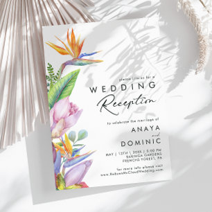 Colorful Tropical Floral Wedding Reception Invitation