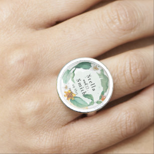 Colorful Tropical Floral Wedding Ring
