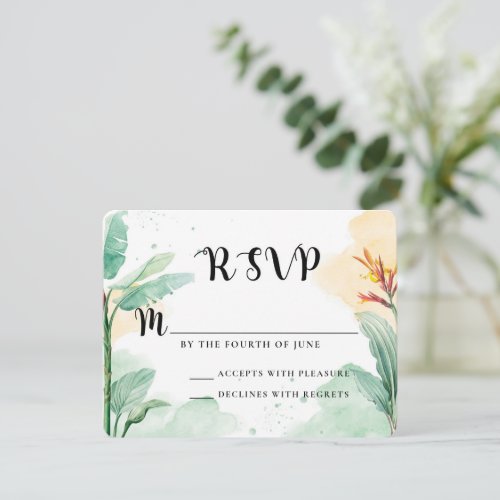 Colorful Tropical Floral Wedding RSVP Card