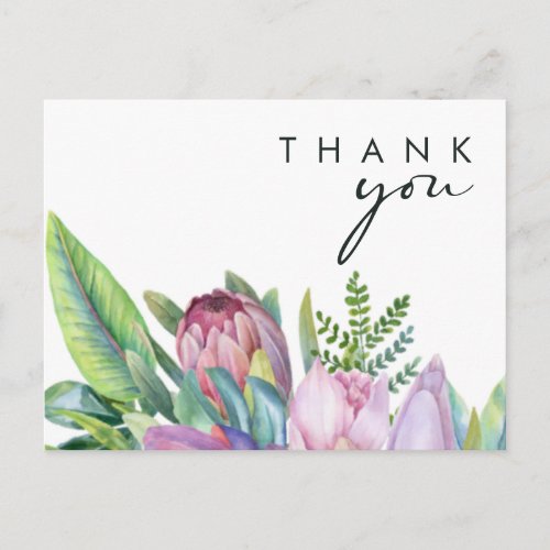 Colorful Tropical Floral  Wedding Thank You Postcard